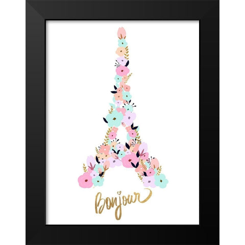 Bonjour Black Modern Wood Framed Art Print by Quach, Anna