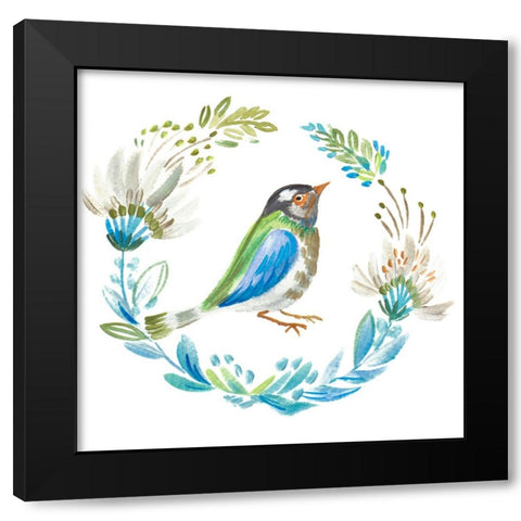 Little Bird Floral IIII Black Modern Wood Framed Art Print by Del Sol, Ani