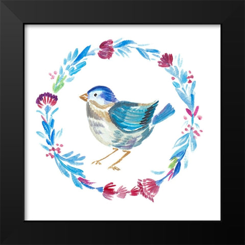 Little Bird Floral IV Black Modern Wood Framed Art Print by Del Sol, Ani