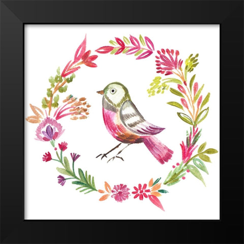 Little Bird FLoral II Black Modern Wood Framed Art Print by Del Sol, Ani