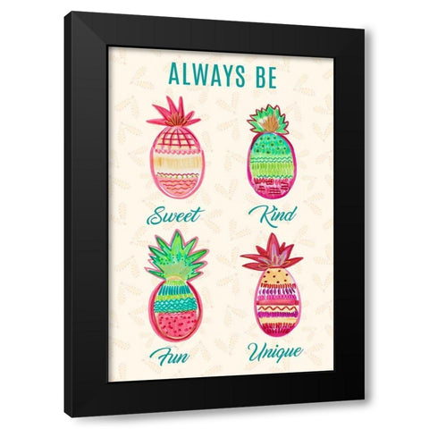 Pineapple Mix Black Modern Wood Framed Art Print by Del Sol, Ani