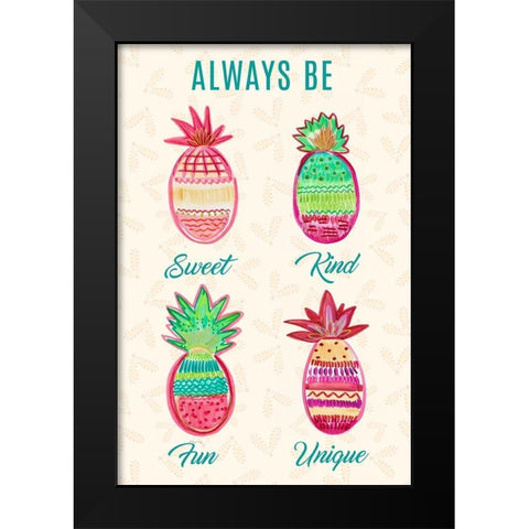 Pineapple Mix Black Modern Wood Framed Art Print by Del Sol, Ani