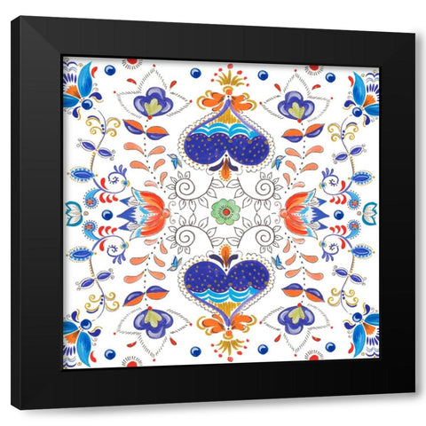 Retro Floral I Black Modern Wood Framed Art Print by Del Sol, Ani