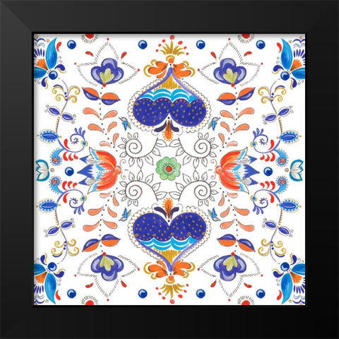 Retro Floral I Black Modern Wood Framed Art Print by Del Sol, Ani