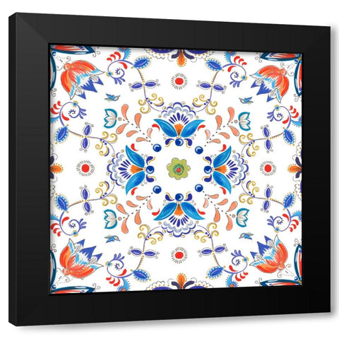 Retro Floral II Black Modern Wood Framed Art Print by Del Sol, Ani