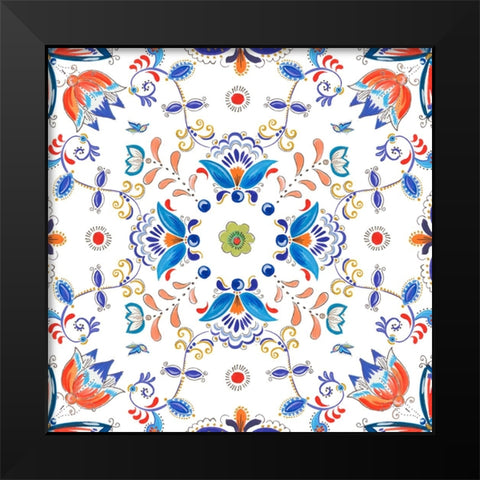 Retro Floral II Black Modern Wood Framed Art Print by Del Sol, Ani