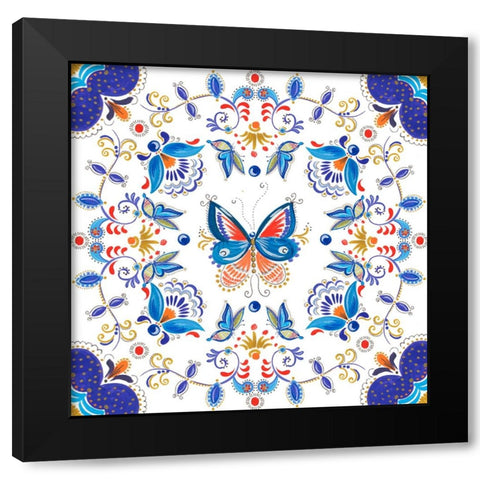 Retro Floral III Black Modern Wood Framed Art Print by Del Sol, Ani