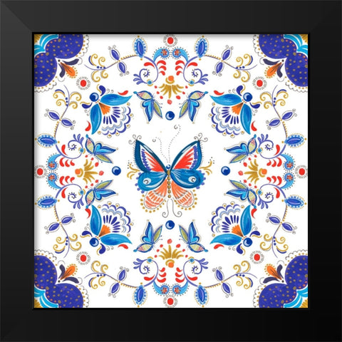 Retro Floral III Black Modern Wood Framed Art Print by Del Sol, Ani
