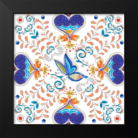 Retro Floral IV Black Modern Wood Framed Art Print by Del Sol, Ani