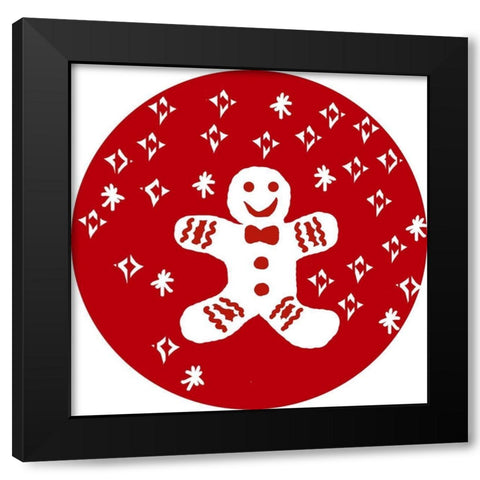 Christmas Deco Circle III Black Modern Wood Framed Art Print with Double Matting by Biscardi, Nicholas
