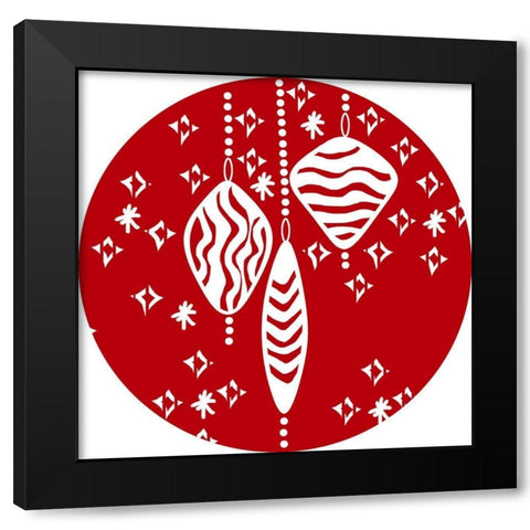 Christmas Deco Circle I Black Modern Wood Framed Art Print with Double Matting by Biscardi, Nicholas