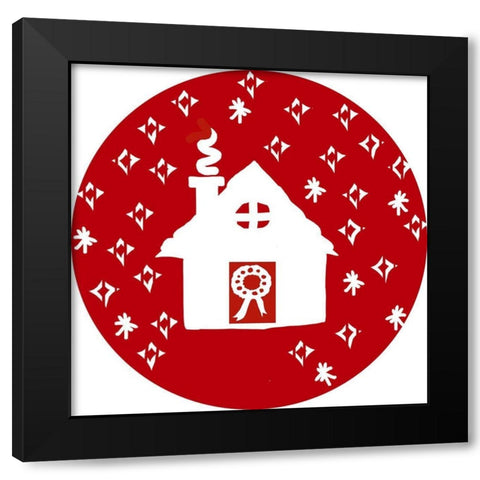 Christmas Deco Circle II Black Modern Wood Framed Art Print by Biscardi, Nicholas