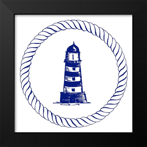 Blue Nautical Circle II Black Modern Wood Framed Art Print by Pinto, Patricia