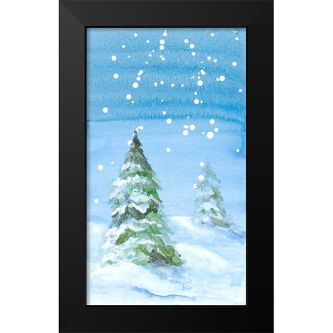 Snowy Pines Black Modern Wood Framed Art Print by Loreth, Lanie