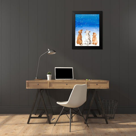 Three Dogs Star Gazing Black Modern Wood Framed Art Print by Loreth, Lanie