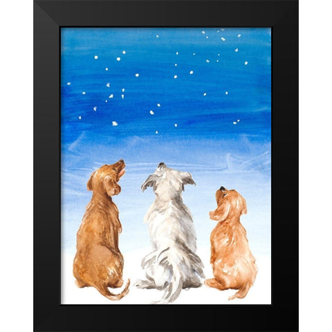 Three Dogs Star Gazing Black Modern Wood Framed Art Print by Loreth, Lanie