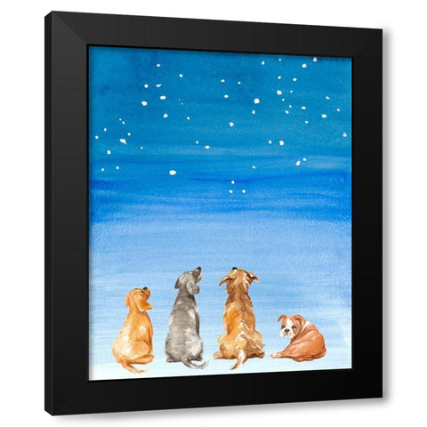 Four Dogs Star Gazing Black Modern Wood Framed Art Print with Double Matting by Loreth, Lanie