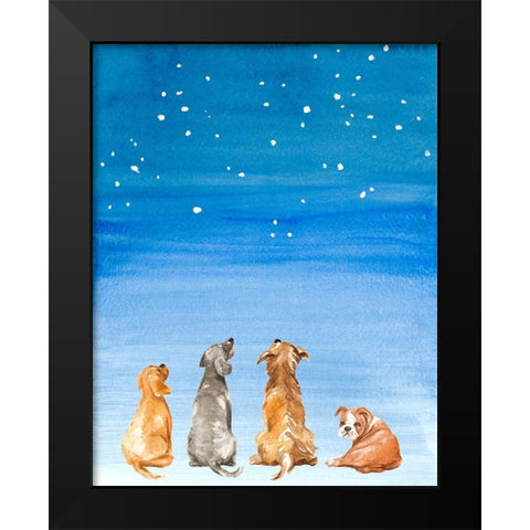 Four Dogs Star Gazing Black Modern Wood Framed Art Print by Loreth, Lanie