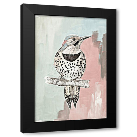 Beige Woodpecker I Black Modern Wood Framed Art Print by Pinto, Patricia