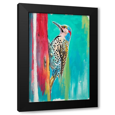 Woodpecker II Black Modern Wood Framed Art Print with Double Matting by Pinto, Patricia