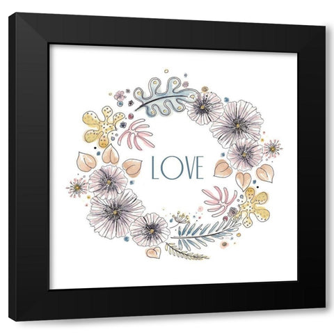 Nature Love Wreath Black Modern Wood Framed Art Print by Pinto, Patricia