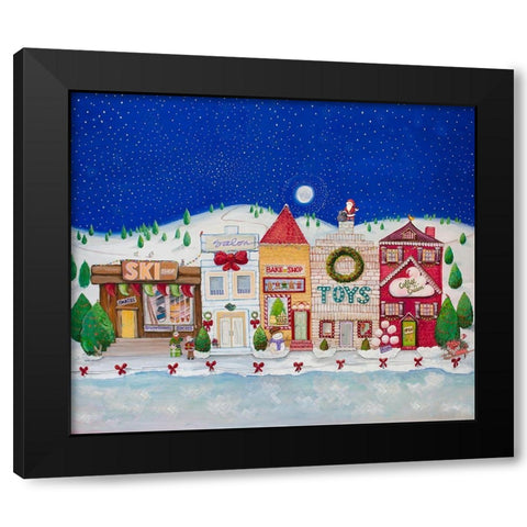 Christmas Village I Black Modern Wood Framed Art Print by Diannart