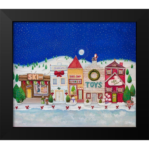 Christmas Village I Black Modern Wood Framed Art Print by Diannart