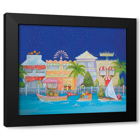 Christmas Village I Black Modern Wood Framed Art Print by Diannart