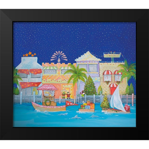 Christmas Village I Black Modern Wood Framed Art Print by Diannart