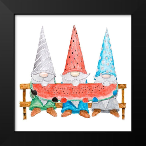 Watermelon Gnomes Black Modern Wood Framed Art Print by Edwins, Hugo