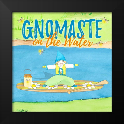 Gnomaste Warrior Pose Paddle Board Black Modern Wood Framed Art Print by Edwins, Hugo