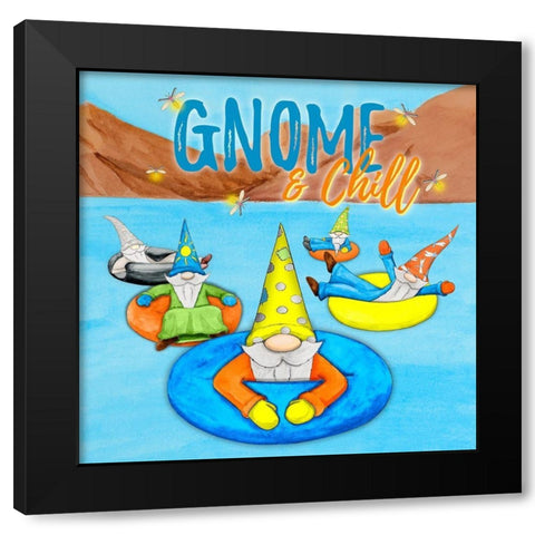 Gnome and Chill Black Modern Wood Framed Art Print by Edwins, Hugo