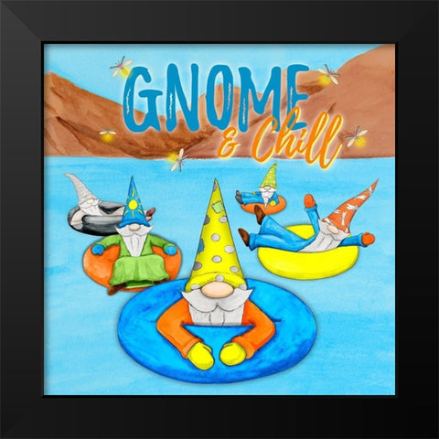 Gnome and Chill Black Modern Wood Framed Art Print by Edwins, Hugo