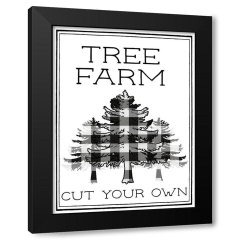 Tree Farm Buffalo Plaid Black Modern Wood Framed Art Print with Double Matting by Medley, Elizabeth