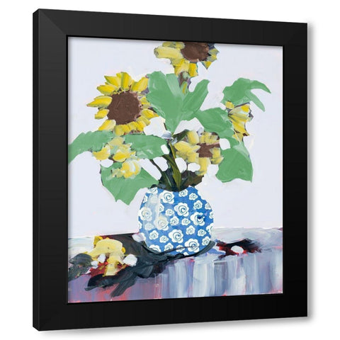 Sunflowers In Decorative Vase Black Modern Wood Framed Art Print by Slivka, Jane