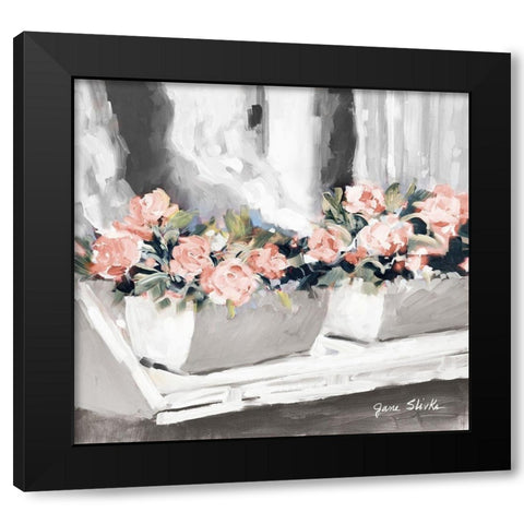 Pink Floral Window Black Modern Wood Framed Art Print by Slivka, Jane