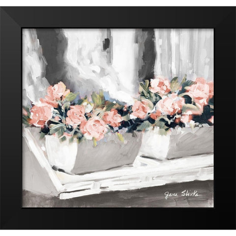 Pink Floral Window Black Modern Wood Framed Art Print by Slivka, Jane