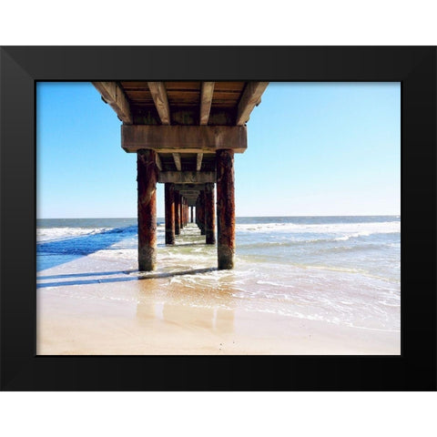 Sunlit Pier I Black Modern Wood Framed Art Print by Peck, Gail