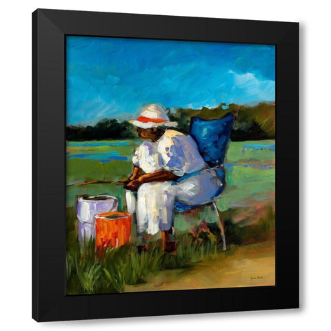 Fishing Again Black Modern Wood Framed Art Print by Slivka, Jane