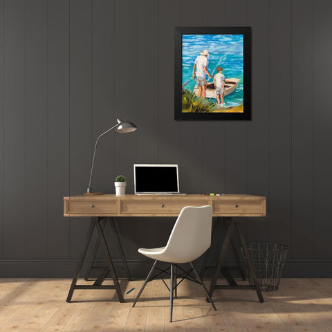 Gone Fishing  Black Modern Wood Framed Art Print by Slivka, Jane