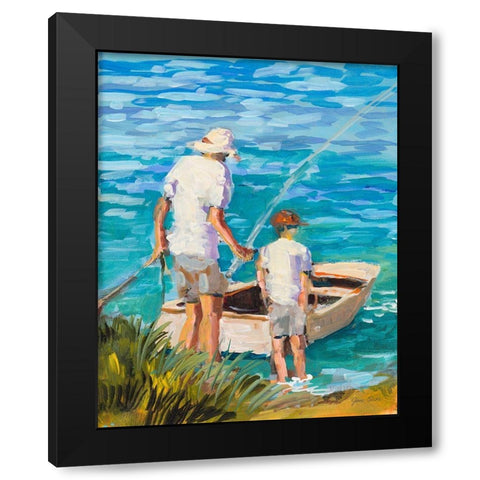 Gone Fishing  Black Modern Wood Framed Art Print by Slivka, Jane