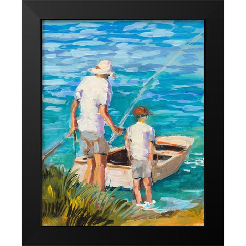 Gone Fishing  Black Modern Wood Framed Art Print by Slivka, Jane