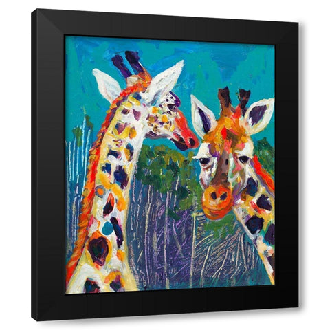 Colorful Giraffes Black Modern Wood Framed Art Print by Beauchamp, Andy