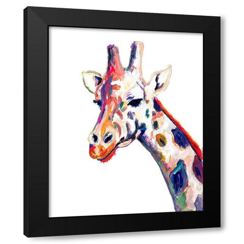 Colorful Giraffe on White Black Modern Wood Framed Art Print by Beauchamp, Andy