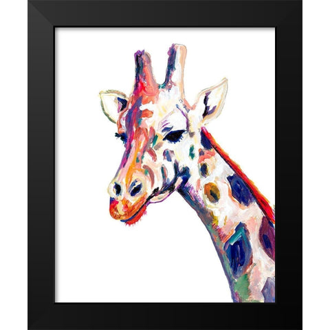 Colorful Giraffe on White Black Modern Wood Framed Art Print by Beauchamp, Andy