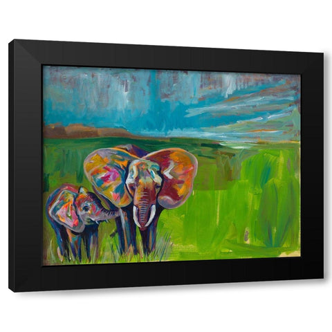 An Elephants Love Black Modern Wood Framed Art Print with Double Matting by Beauchamp, Andy
