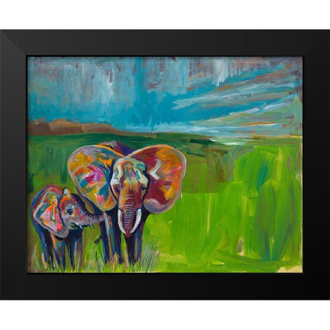 An Elephants Love Black Modern Wood Framed Art Print by Beauchamp, Andy