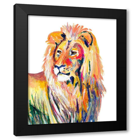 Colorful Lion on White Black Modern Wood Framed Art Print with Double Matting by Beauchamp, Andy