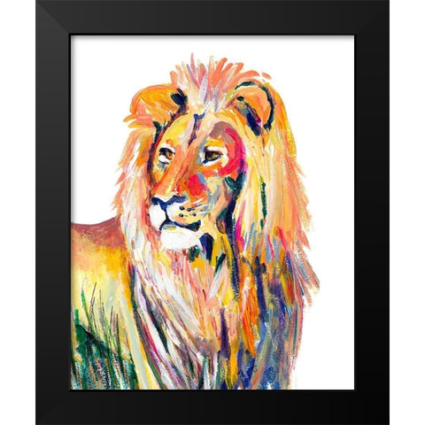 Colorful Lion on White Black Modern Wood Framed Art Print by Beauchamp, Andy