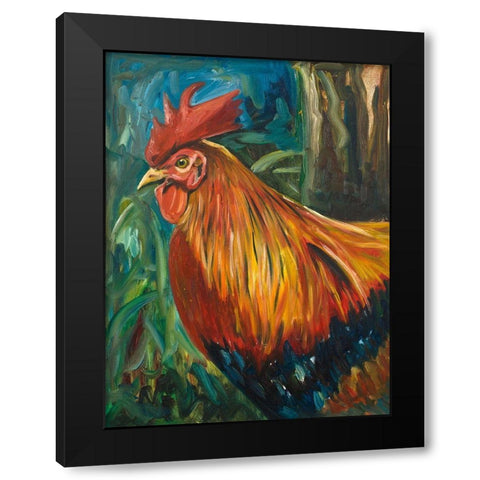 Rooster Black Modern Wood Framed Art Print with Double Matting by Beauchamp, Andy